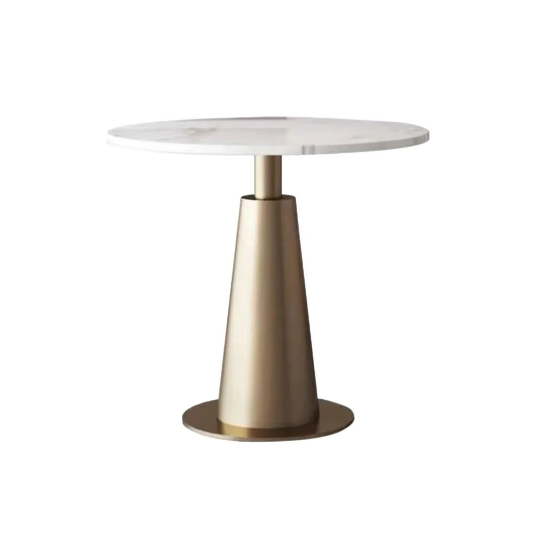 Modern Round Marble Top Table with Gold Pedestal Base